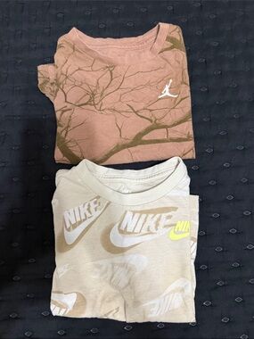 Nike Brown Tree-Print & Beige Logo Short-Sleeve Tees - 2-Pack